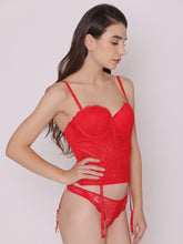 Load image into Gallery viewer, Eloise- Premium Bridal Corset Bra Set (Red, Black)

