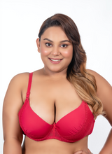Load image into Gallery viewer, Camellia - Detachable Straps, Wired, Non-Padded Bras (Red &amp; Black)
