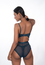 Load image into Gallery viewer, Courtney- Chic and Sheer Lingerie Bodysuit (Teal Green, Purple, Black)

