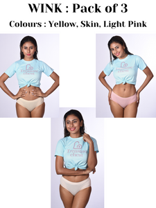 Wink - Everyday Cotton Panties (Black, D. Blue, Pink, Skin, Yellow, Grey, Peach, L. Blue)